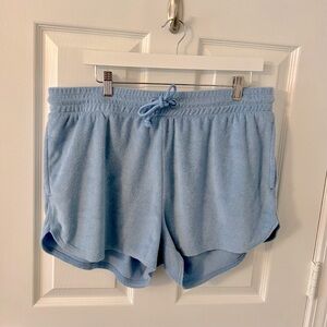 J. Crew Draw String French Terry Shorts in Light Blue, Size Large